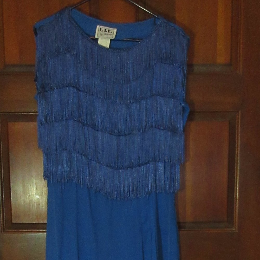 Vintage Blue Flapper Fringe Dress 7/8 LTD